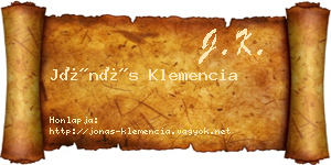 Jónás Klemencia névjegykártya